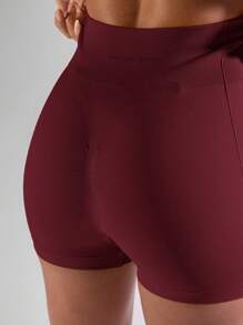 Musera Sport 高腰迷你短裤，舒适运动，适合跑步、健身、俱乐部、板式网球、网球、匹克球等运动，秋冬季均适用。 - 酒紅色 - 查看 5