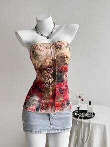 SHEIN Unity 女士休闲复古印花抹胸 - 彩色 - 查看 4