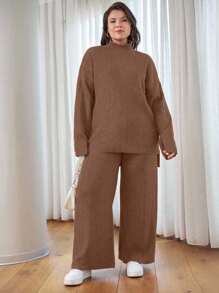 EURMUSE SUÉTER CASUAL DE CUELLO ALTO TALLA PLUS - Camel - Ver 5