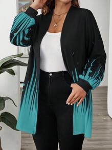 EMERY ROSE Abrigo de talla grande con estampado de bloques de color para uso casual, viajes, otoño, invierno, conciertos de campo, otoño y invierno - Multicolor - Ver 6