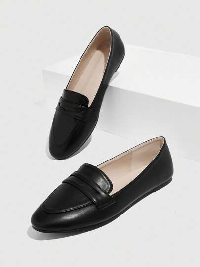 CUCCOO BIZCHIC Women's Shoes Black Versatile Fashionable Slip-On Outdoor Loafers Flat For Summer Vacation Shoes Summer Elegant Basics Business Casual Business Chic Spring Shoes Spring Break Easter