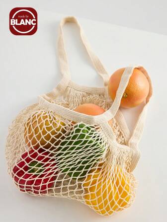 1pc Pure Cotton Mesh Bag Bag Fruit Supermarket Shopping, Large Capacity, Easy To Carry, Suitable For Home Daily Storage.