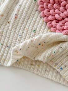 SHEIN Baby Girls' Casual Fashionable Versatile Minimalist Round Neck Long Sleeve Sweater, Daily Wear,In Fall/Winter - White - View 10