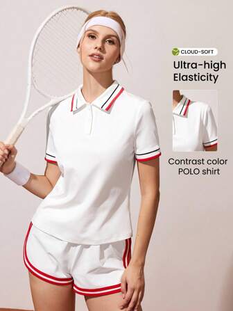 CourtClass 休闲百搭撞色瑜伽运动Polo衫