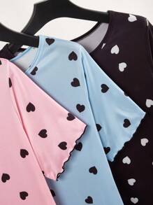 SHEIN Ensemble robe en tricot confortable à motif cœur grande taille - Multicolore - Voir 3