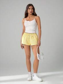 SHEIN Tall 2件組女款新款亞麻條紋短褲，適合高個女性 - 彩色 - 查看 9