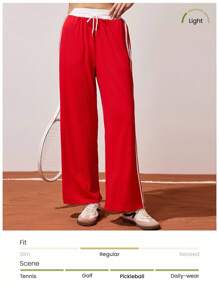 CourtClass Contrast Color Striped Casual Versatile Yoga Sports Pants - Multicolor - View 3