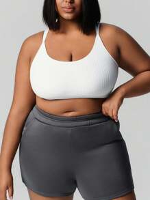 SHEIN Sports 大码女式休闲纯色舒适运动文胸 - 彩色 - 查看 4