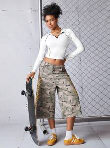 Streetz SHEIN Sport 撞色滚边半拉链运动卫衣 - 白色 - 查看 3