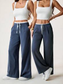 SHEIN Tall Women's Casual Commuting Striped Straight Leg Pants