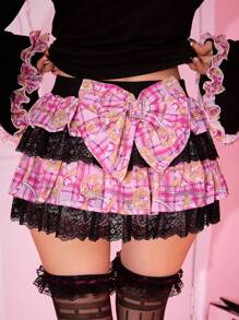 ROMWE J-Fashion Y2K Gyaru Hime Gyaru蛋糕风格迷你裙 - 粉色 - 查看 1