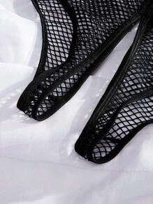 SpicyHot Sheer Mesh Alluring Crotchless Women Sexy Panty Mesh Panties Mesh Underwear See Through Panties Hollow Out Panties Fishnet Panties, Going Out - Black - View 4
