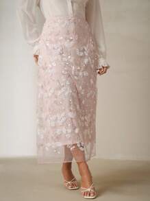 Anewsta 大码女式优雅亮片长款紧身裙，休闲春季、节日、度假、节日装，奶油黄 - 粉色 - 查看 3