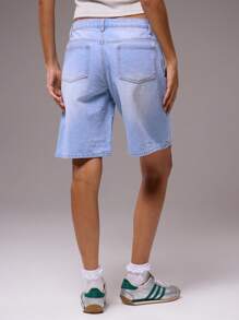 MUSERA 低腰长款牛仔短裤 夏季可爱度假风 90年代复古风 Y2K 春季 - 淺色水洗藍 - 查看 4