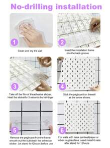 1Pc Nail Board With Hooks And Accessories, Wall Mounted Storage Shelves For Bedrooms, Bathrooms, And Study Rooms, Steel Plate Structural Panels, White Steel Plate Backup, HIPS Steel Plate For Dual Room Process Rooms And Vehicle Rooms, HIPS Nail Board Easy To Install, Bathroom Organizer