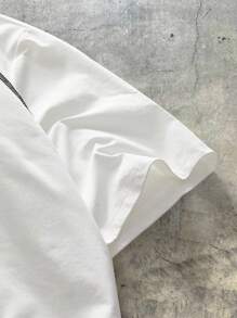 AXEPEAK Camiseta casual de manga corta con cuello redondo y estampado de letras para hombre de verano - Blanco - Ver 4