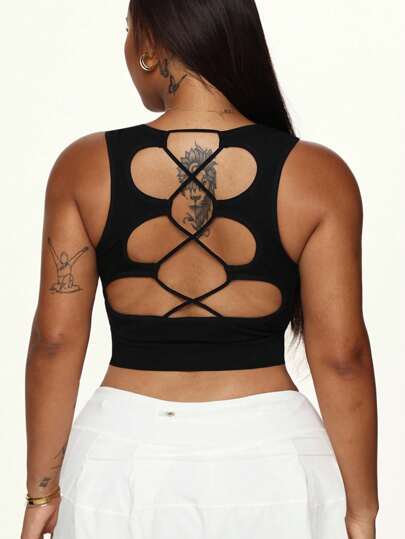 Rhythm Era Plus Size Women Backless Crisscross Tank Top