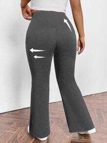 Firerie Pantaloni neri a zampa taglie comode, casual ed eleganti per uso quotidiano e sportivo, in vita alta con tasche e chiusura lampo, skinny, adatti per primavera/estate/autunno - Grigio Scuro - Visualizzare 2