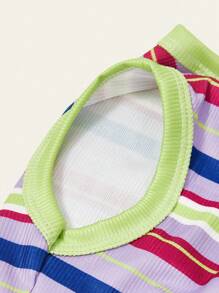 PETSIN 1pc Pet Dog Cat Dopamine Stripe Print Elastic Breathable Vest, Suitable For Both Dogs And Cats - Multicolor - View 5