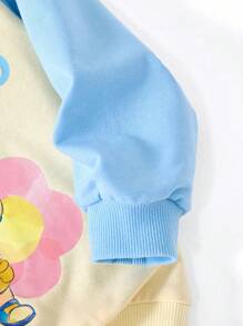 CoComelon X SHEIN Young Girl Cartoon Cute Sweet Sports Casual Style Apricot Adorable JJ, Cece And Flower Print Sweatshirt, Suitable For Autumn & Winter Fall - Apricot - View 5