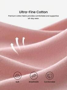 LUVLETTE Plus 2-Pack Airy Cotton High Waist Briefs Waist Tummy Control Women Underwear Panties Set Nude Basic Panties Set-Pink - Multicolor - View 4