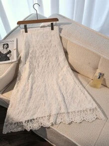 Seusyu تنورة نسائية بتصميم الدانتيل الفرنسي