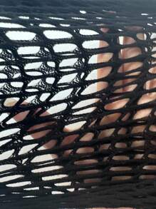 Swim SXY 女士无袖黑色镂空沙滩罩衫