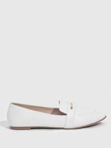 CUCCOO BIZCHIC Women Shoes Fashion Point Toe Lightweight Toe White Loafers For Summer Vacation Shoes Summer Back To School Shoes College Student Shoes Elegant Basics Business Casual Business Chic Spring Shoes Spring Break Easter