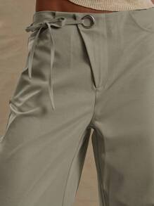 MUSERA Pantalón de pierna recta con detalle de lazo anudado, de pretina media, con bolsillos, de estilo empresarial casual elegante, para primavera, verano, vacaciones, graduación, baile de graduación, invitado de boda, cumpleaños, dinero viejo, a medida
