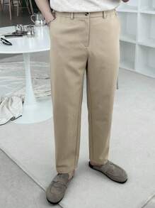 DAZY All Season Plain Khaki Elastic Waist Design Men's Suit Pants, Suitable For Work Business Attire - Khaki - View 5