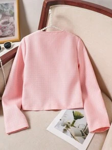 Tween-Mädchen Taillierte Jacke mit Schleifendekor, geeignet für tägliche Zusammenkünfte, Fotoshootings