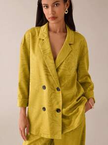 Lilora 秋冬优雅提花双排扣西装外套