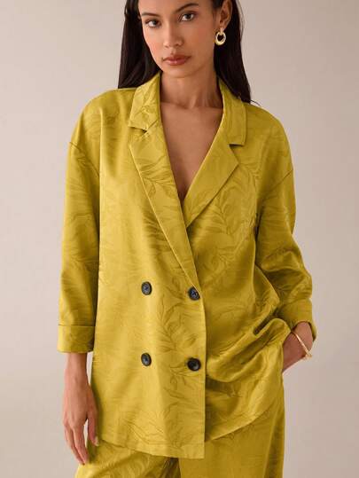 Lilora Elegant Jacquard Double Breasted Blazer Suit Jacket