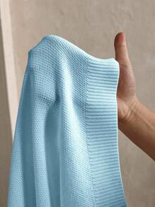 Manfinity Homme Men 2pcs Solid Color Short Sleeve Top And Pocket Shorts Knitwear Set - Blue - View 8