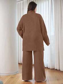 EURMUSE SUÉTER CASUAL DE CUELLO ALTO TALLA PLUS - Camel - Ver 2