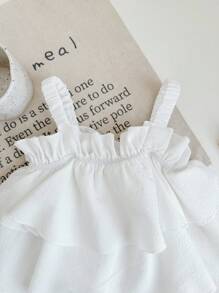 SHEIN LMoss Kids Babygirl 可爱夏日度假荷叶边吊带背心和短裤套装 - 彩色 - 查看 4