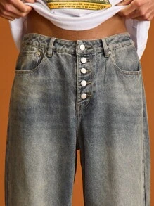 Musero Vaqueros holgados con detalle de nalgas lavadas para vacaciones de verano - Azul - Ver 5