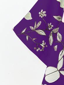 Linhara Blusa casual cómoda para mujer de talla grande con cuello redondo, manga corta y decoración de botones, con estampado floral - Multicolor - Ver 3