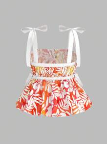 SHEIN MOD Plus Size Vacation Element Print Bowknot Cami Top.Beach Top - Multicolor - View 2