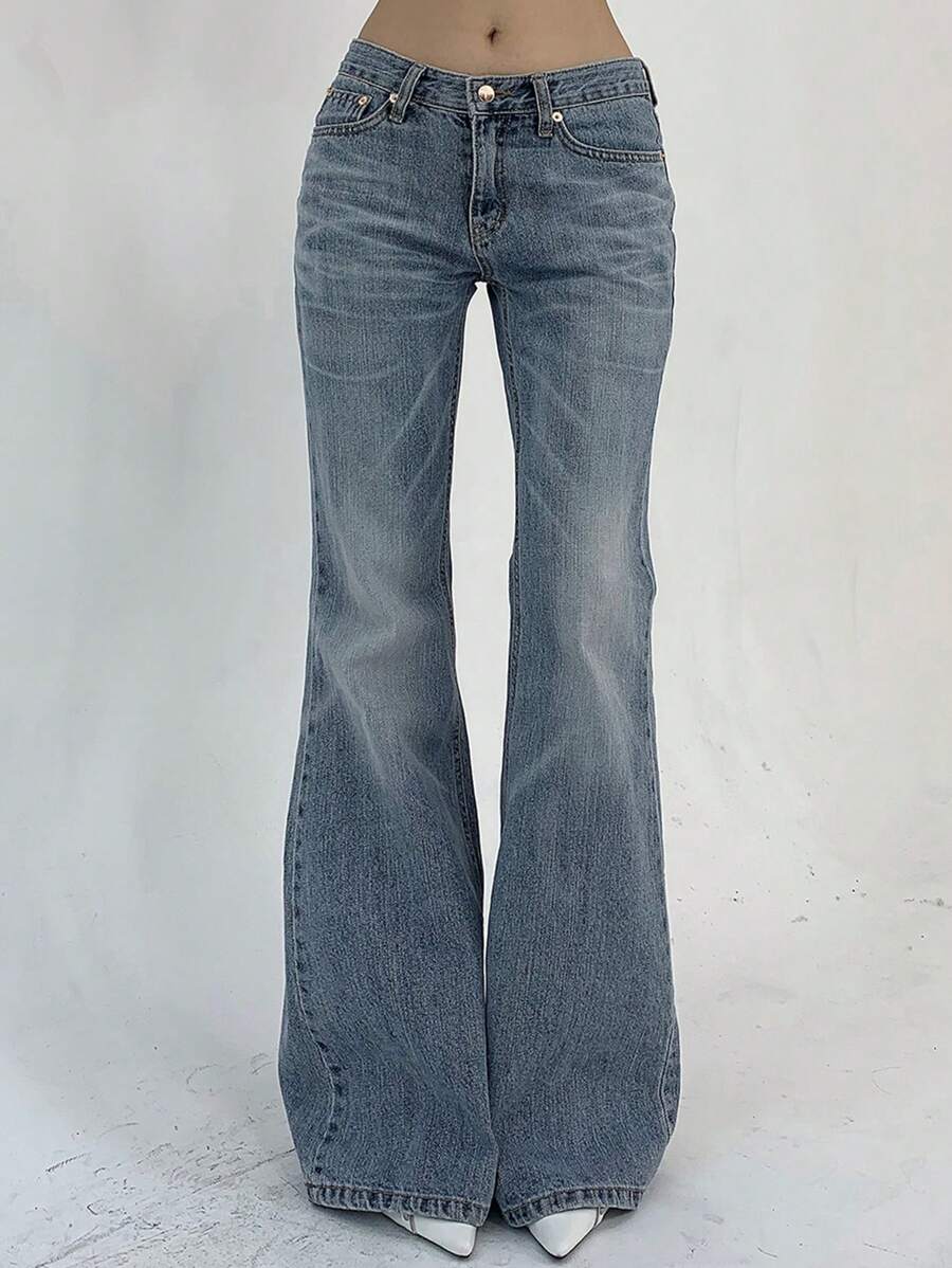 Dazy Tall Tall Women Casual Flare Leg Jeans Low Rise Jeans