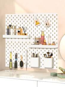 1Pc Nail Board With Hooks And Accessories, Wall Mounted Storage Shelves For Bedrooms, Bathrooms, And Study Rooms, Steel Plate Structural Panels, White Steel Plate Backup, HIPS Steel Plate For Dual Room Process Rooms And Vehicle Rooms, HIPS Nail Board Easy To Install, Bathroom Organizer