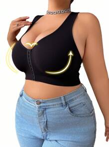 SHEIN 1pc Plus Size Women Seamless Comfortable Front Hook Short Camisole