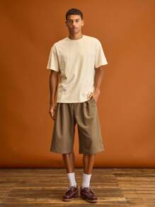 Musero 男士宽松印花圆领短袖T恤 春夏款 - 杏色 - 查看 4