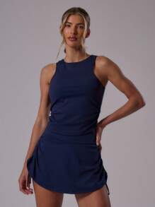 Musera Sport 运动修身侧褶背心，适合运动健身、夏季网球、俱乐部、健身房等场所。 - 寶藍色 - 查看 2