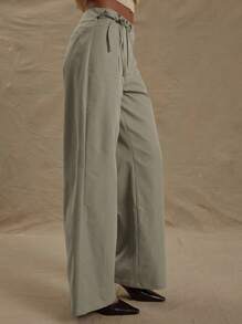 MUSERA Pantalón de pierna recta con detalle de lazo anudado, de pretina media, con bolsillos, de estilo empresarial casual elegante, para primavera, verano, vacaciones, graduación, baile de graduación, invitado de boda, cumpleaños, dinero viejo, a medida