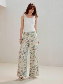 MOTF PREMIUM QUẦN JEANS CHÂN RỘNG IN HOA - Nhiều màu - Xem 4