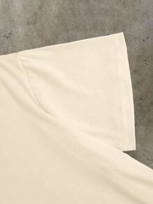 Manfinity Dauomo 夏季男士休闲标语印花短袖T恤 - 卡其色 - 查看 3