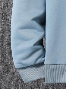 青少年秋冬两件套男童宽松落肩圆领毛衣抽绳腰直筒裤套装返校服男孩,校服,返校服 - 藍色 - 查看 3