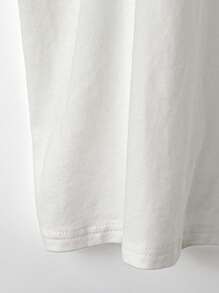 SHEIN LUNE Tricou de vară cu mânecă de liliac, simplu, de vară, cu guler rotund, simplu, înapoi la școală, ținute pentru femei, haine vintage, haine de afaceri casual pentru femei, haine de toamnă, stil vechi de bani, pentru femei