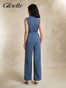 Teen Girls' Casual Daily Party Floral Elegant Jumpsuit, Suitable For School Graduation Season - Blue - View 2